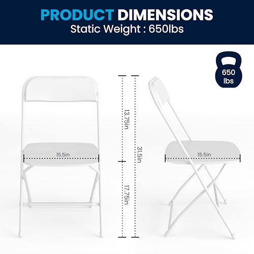 Set of 10 Heavy-Duty Foldable Plastic Chairs – Indoor/Outdoor, White