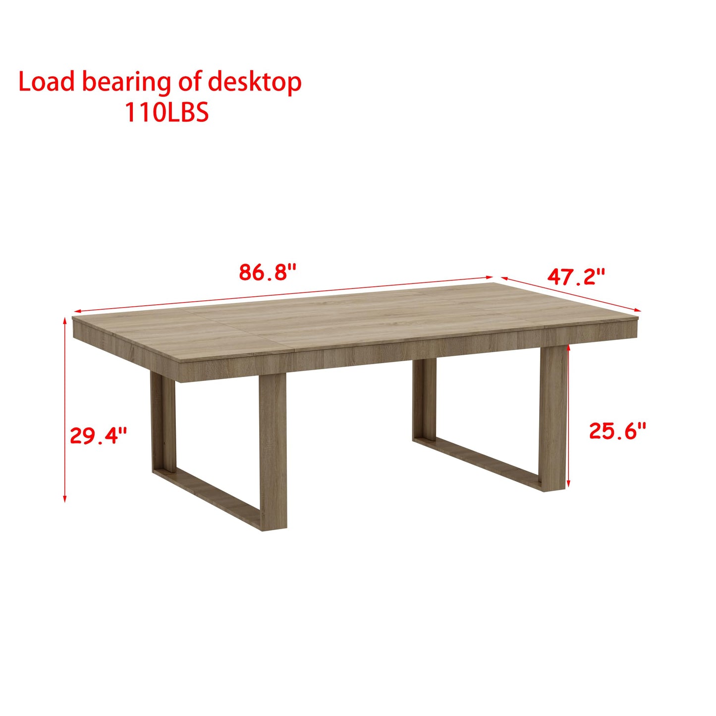 WOODTIME 86.6" Dining Table for 8-10 – Modern Light Brown Kitchen & Conference Table