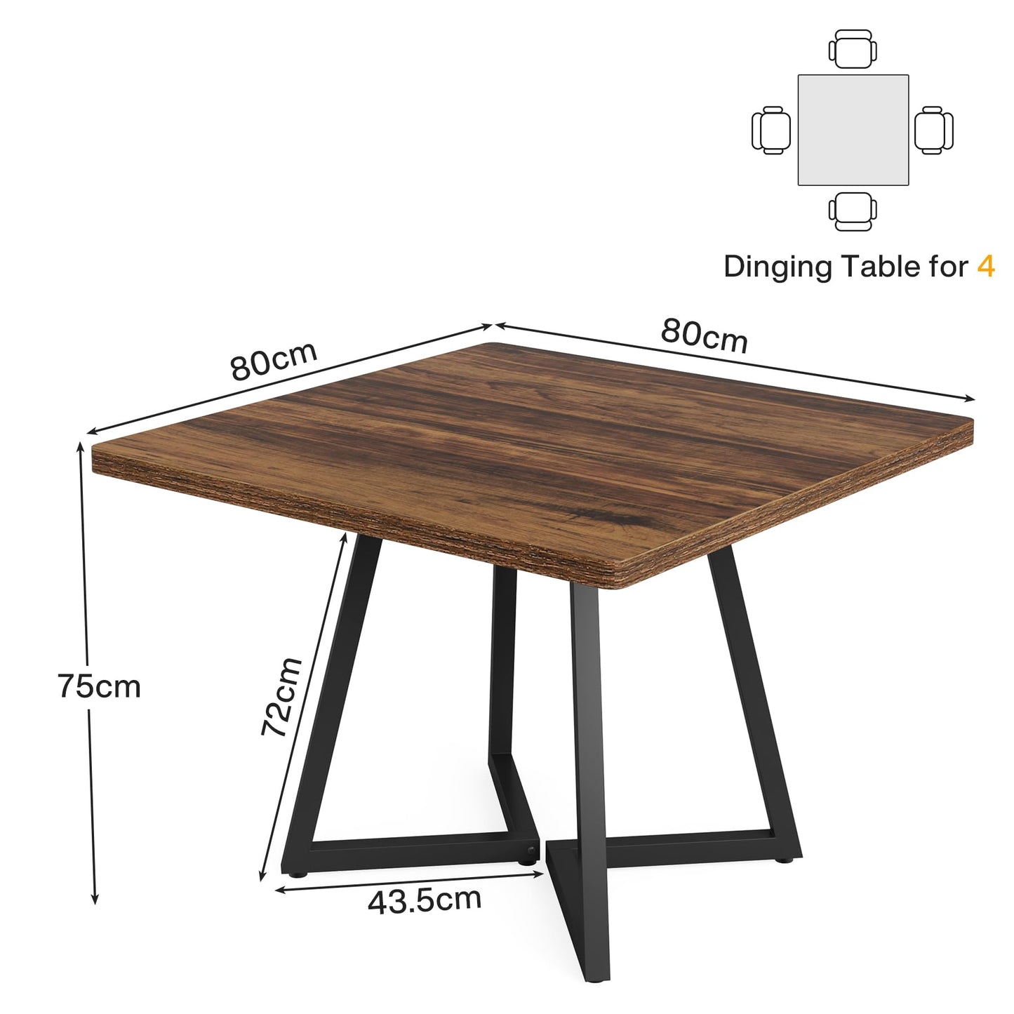 Tribesigns 31.5" Square Dining Table for 2 – Industrial Wood & Metal