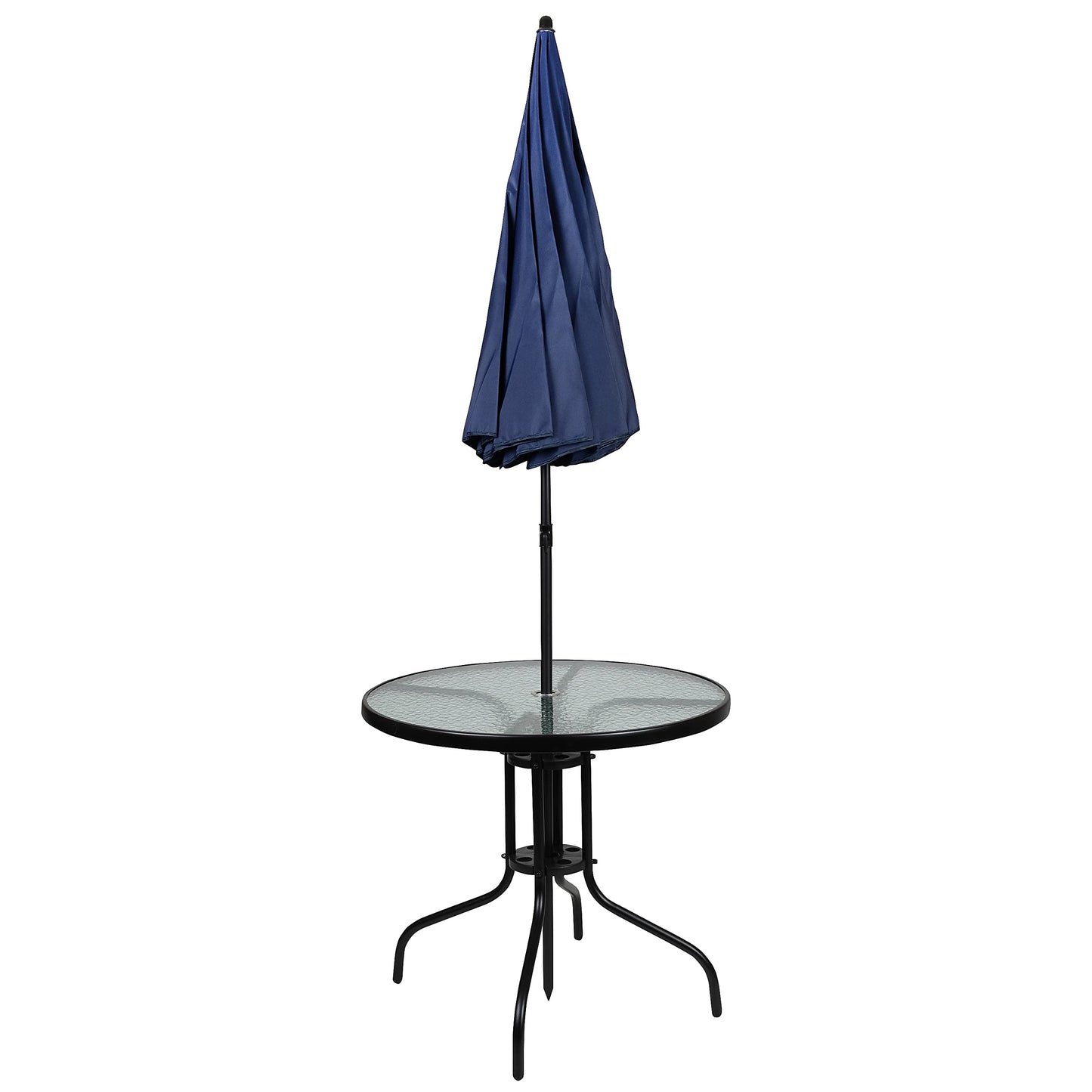 Navy 6-Piece Patio Dining Set with Glass Table & Chairs
