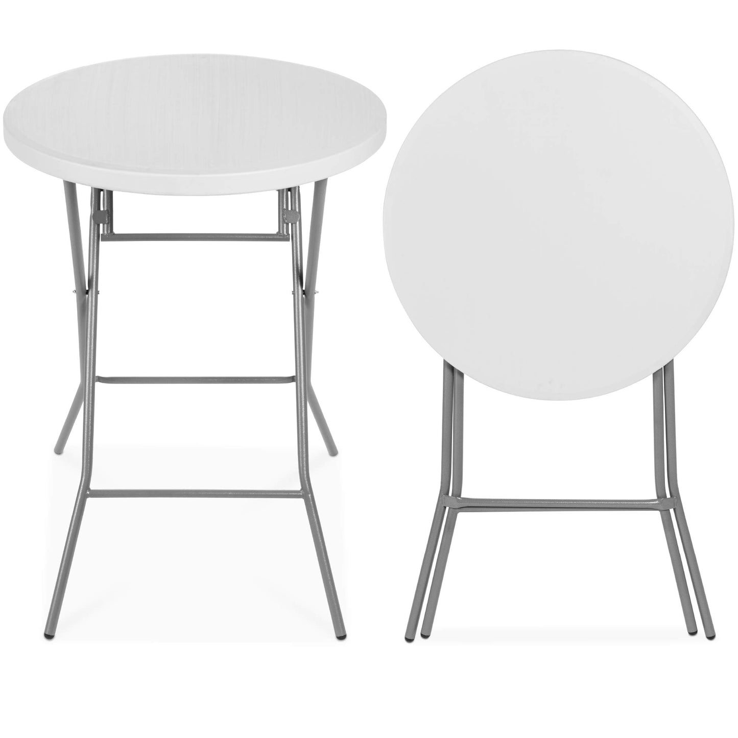 32" Bar Height Folding Table – Heavy-Duty Indoor & Outdoor Round Table, White