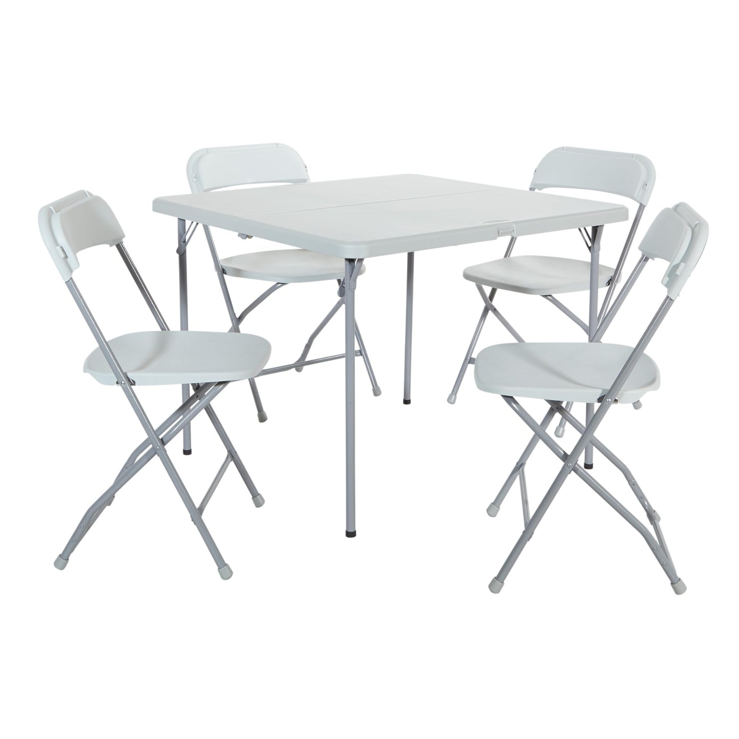 Compact 5-Piece Foldable Table and Chairs Set – Light Grey