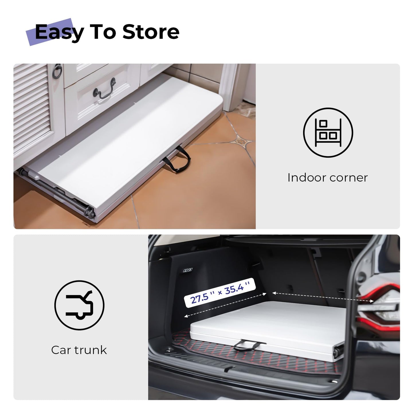 6ft Folding Utility Table – Portable Heavy-Duty Plastic Table for Indoor & Outdoor Use, White