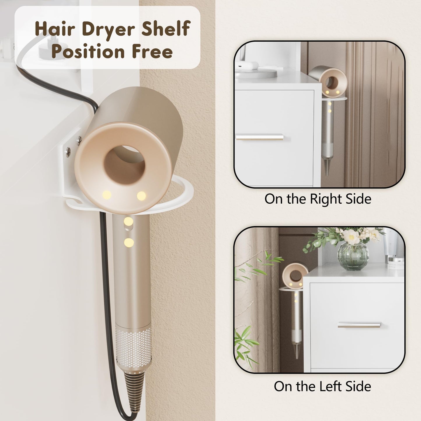 YESHOMY Vanity Desk with Mirror, LED Lights & Power Outlet – 7 Drawers, White