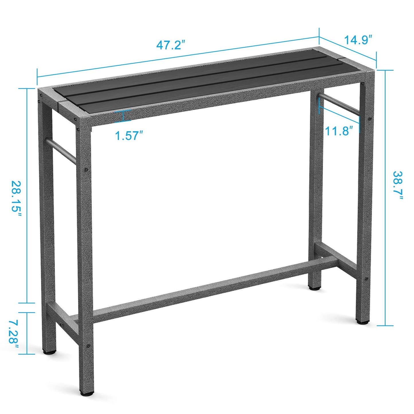 Mr IRONSTONE 47" Outdoor Bar Table – Patio & Indoor Pub Height with Waterproof Top