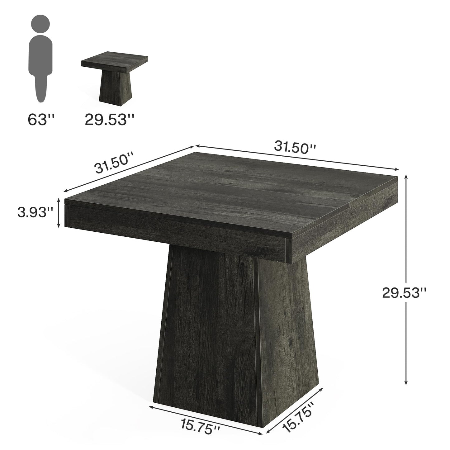 Tribesigns 31.5" Square Dining Table for 4 – Gray Farmhouse Kitchen Table