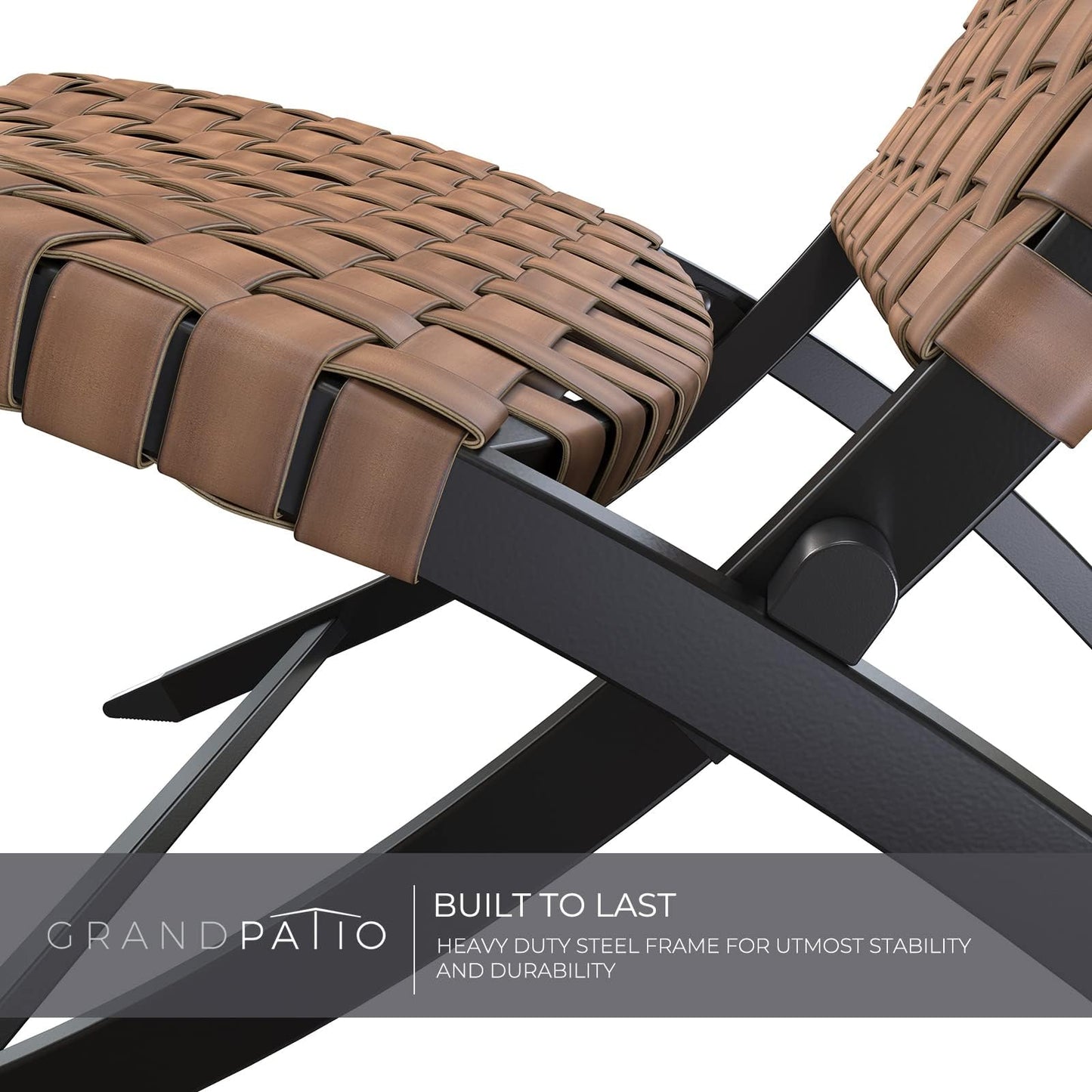 3-Piece Foldable Outdoor Patio Set with Leather-Texture Chairs & Side Table