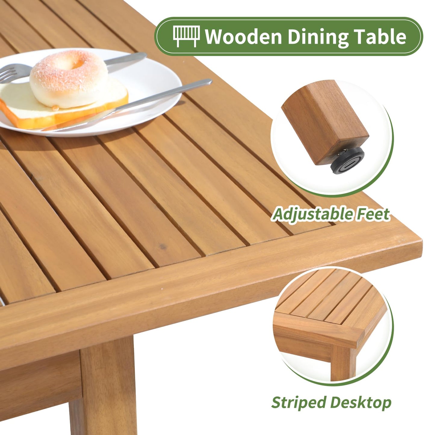 7-Piece Patio Dining Set with Extendable Table & Reclining Chairs – Beige
