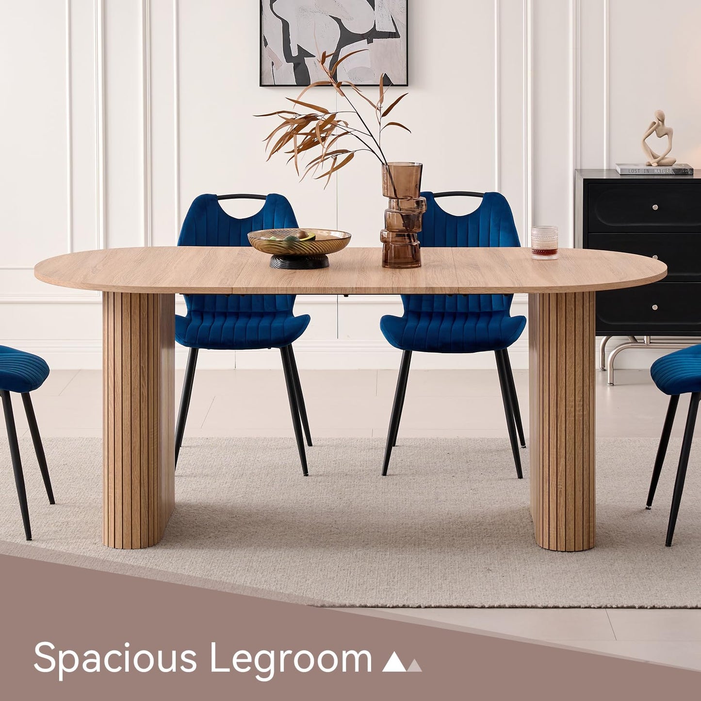 Lecafur HL 70.8" Oval Dining Table – Modern Farmhouse Kitchen Table for 4-6, Natural Wood Finish