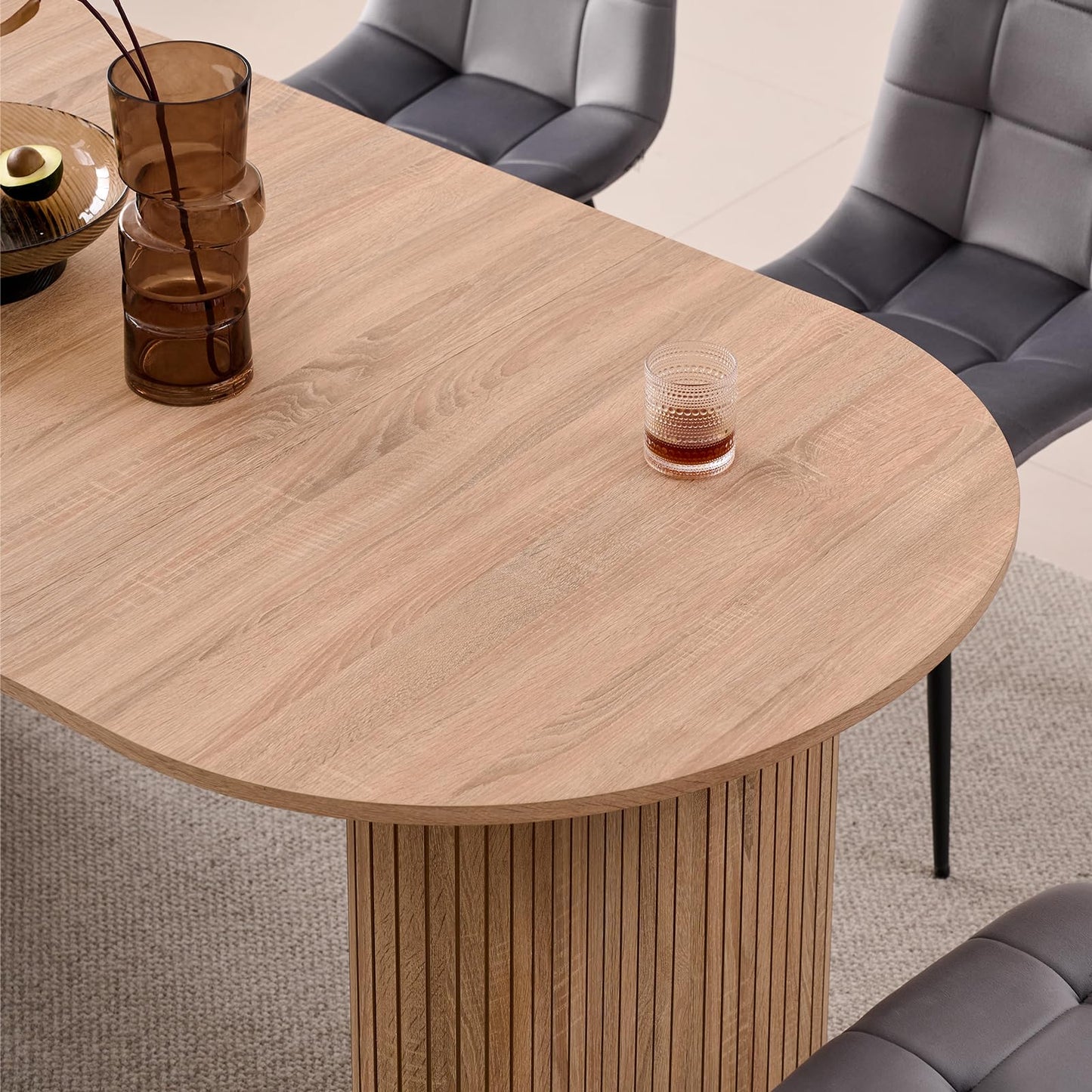 Lecafur HL 70.8" Oval Dining Table – Modern Farmhouse Kitchen Table for 4-6, Natural Wood Finish
