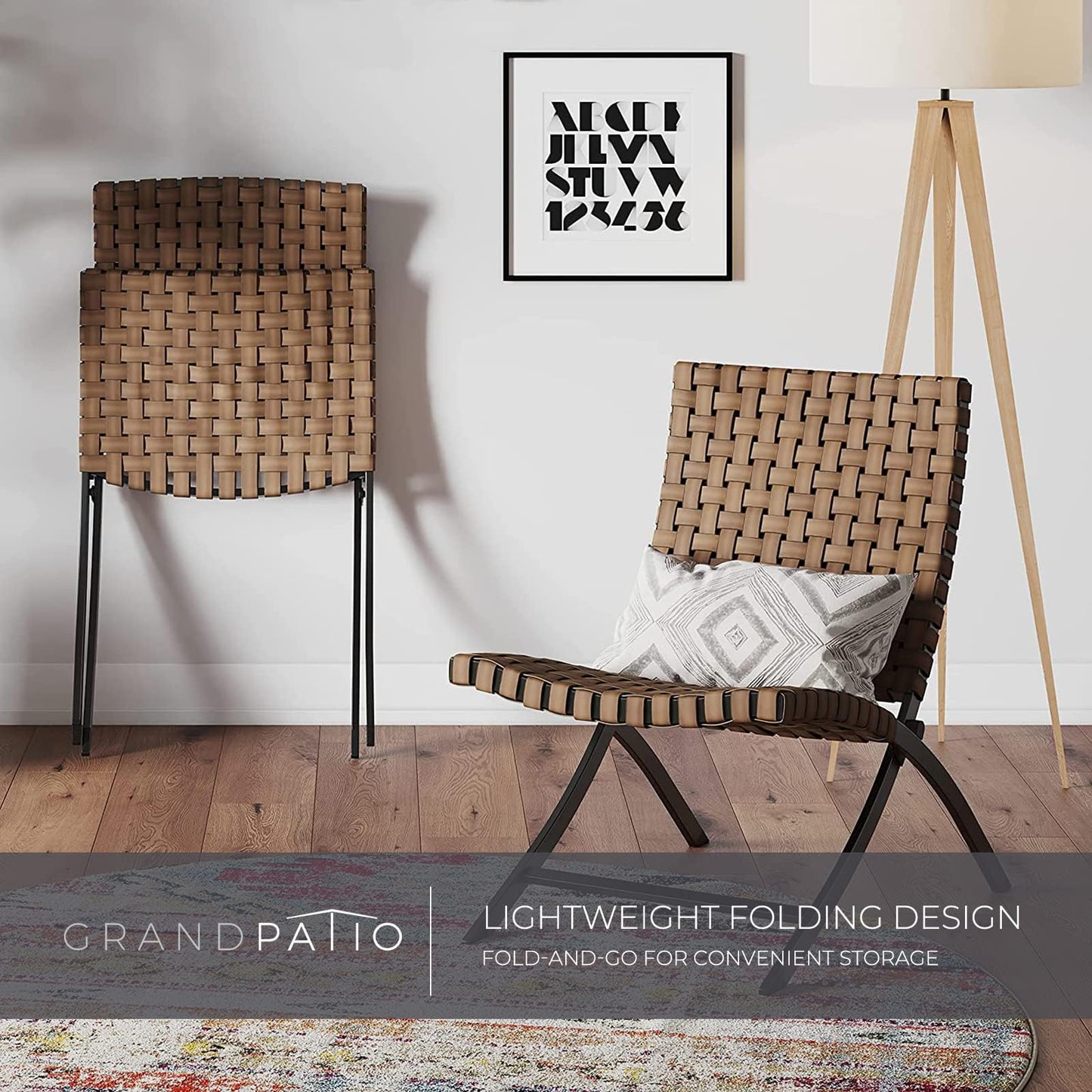 3-Piece Foldable Outdoor Patio Set with Leather-Texture Chairs & Side Table