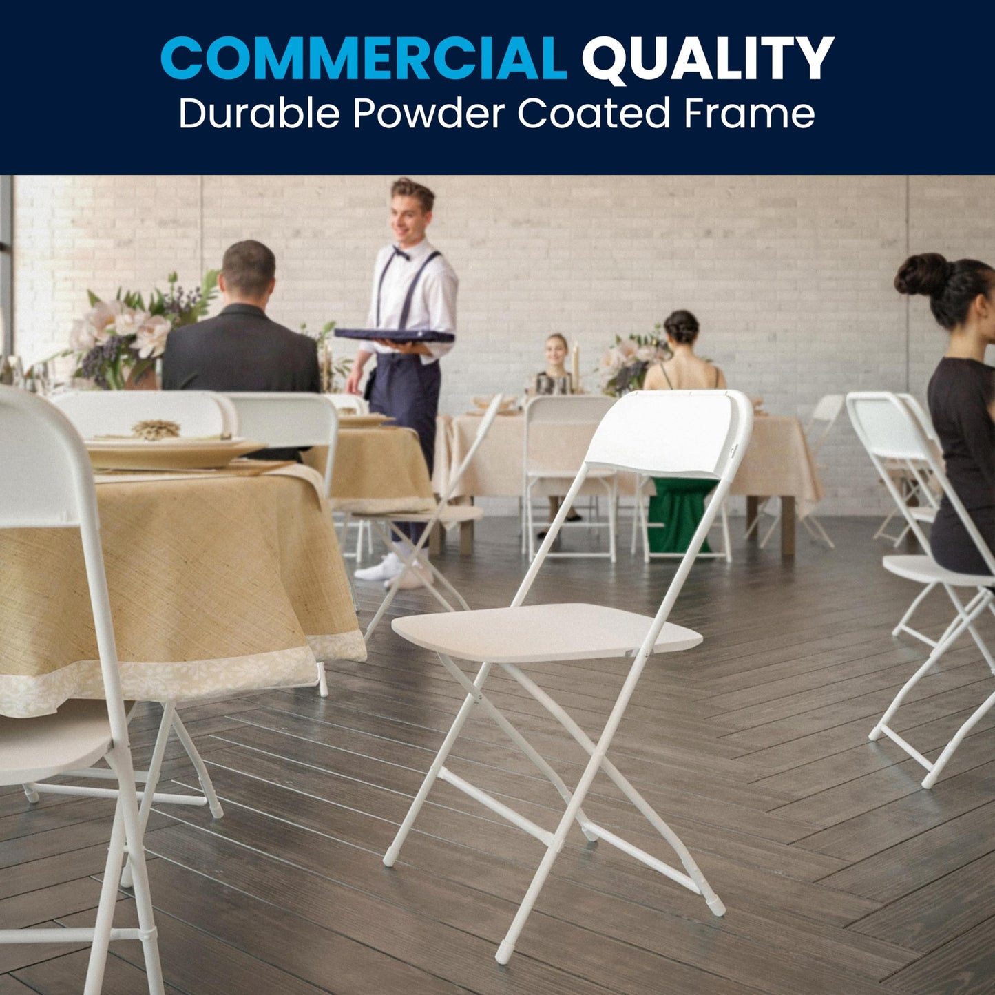 Set of 10 Heavy-Duty Foldable Plastic Chairs – Indoor/Outdoor, White