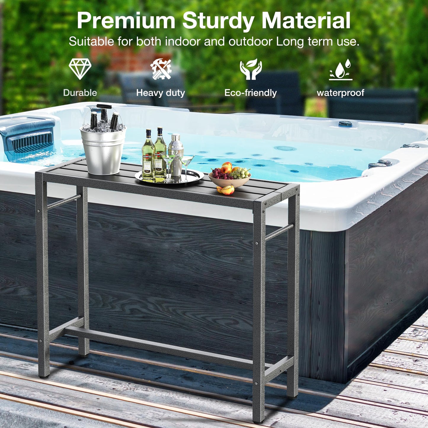 Mr IRONSTONE 47" Outdoor Bar Table – Patio & Indoor Pub Height with Waterproof Top