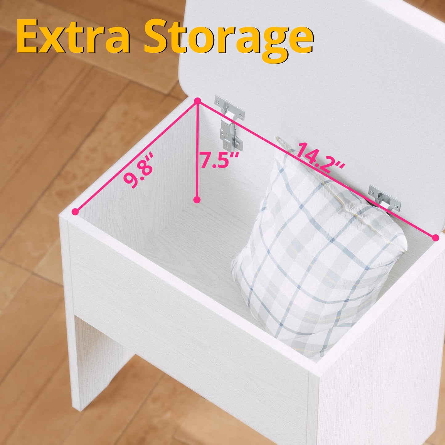 LIKIMIO Small Makeup Vanity Desk with Mirror & Lights – Storage Drawer, Chair & Shelves, White