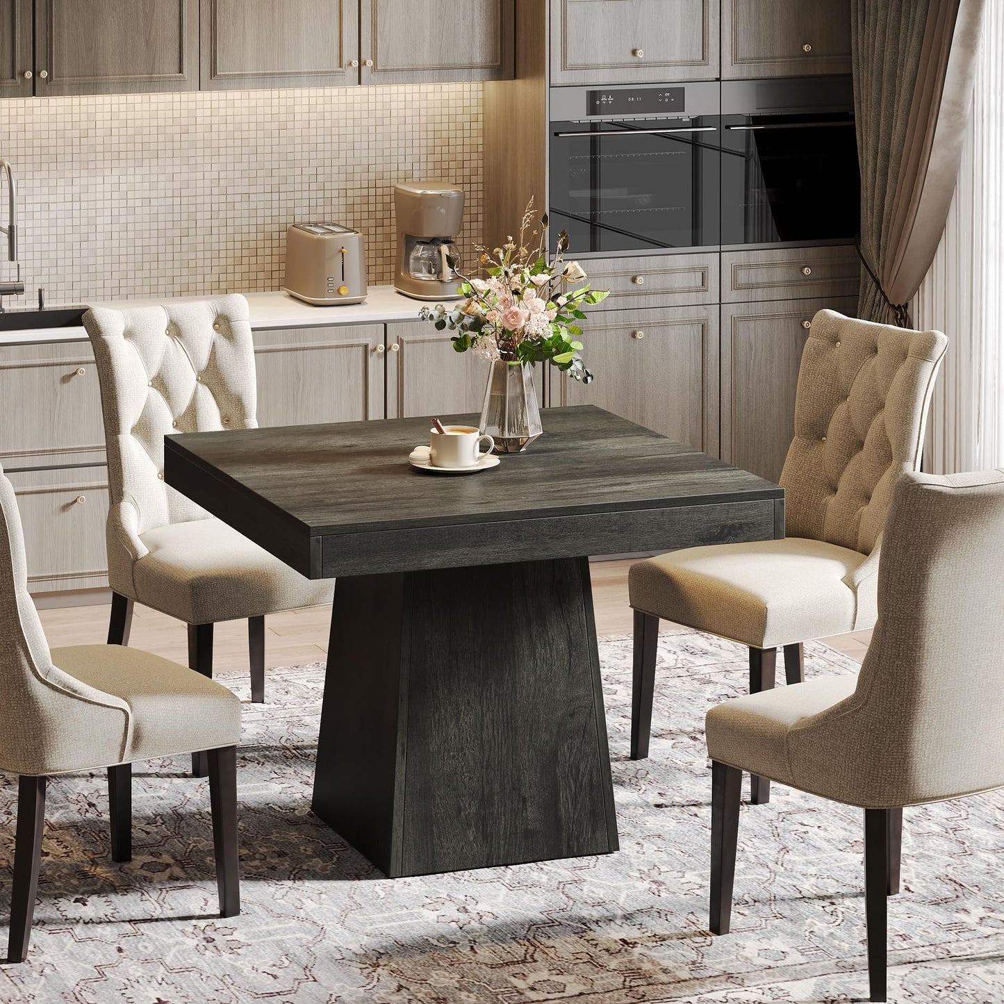 Tribesigns 31.5" Square Dining Table for 4 – Gray Farmhouse Kitchen Table