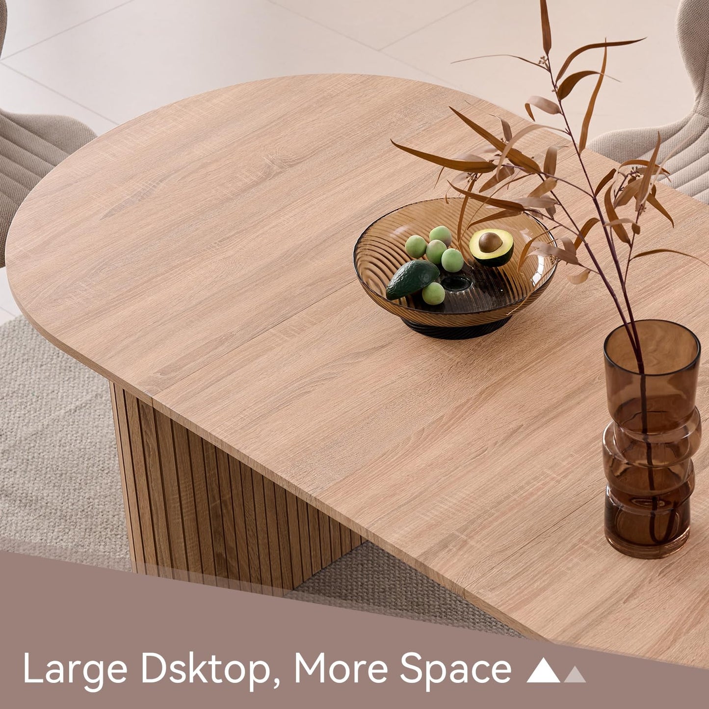 Lecafur HL 70.8" Oval Dining Table – Modern Farmhouse Kitchen Table for 4-6, Natural Wood Finish