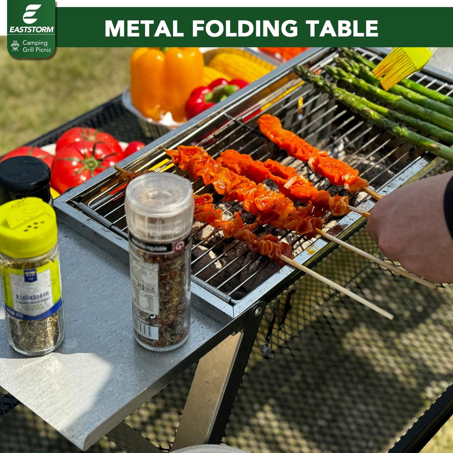 EASTSTORM Small Folding Table – Compact Portable Outdoor Table, Black, 23.6" x 15.8"