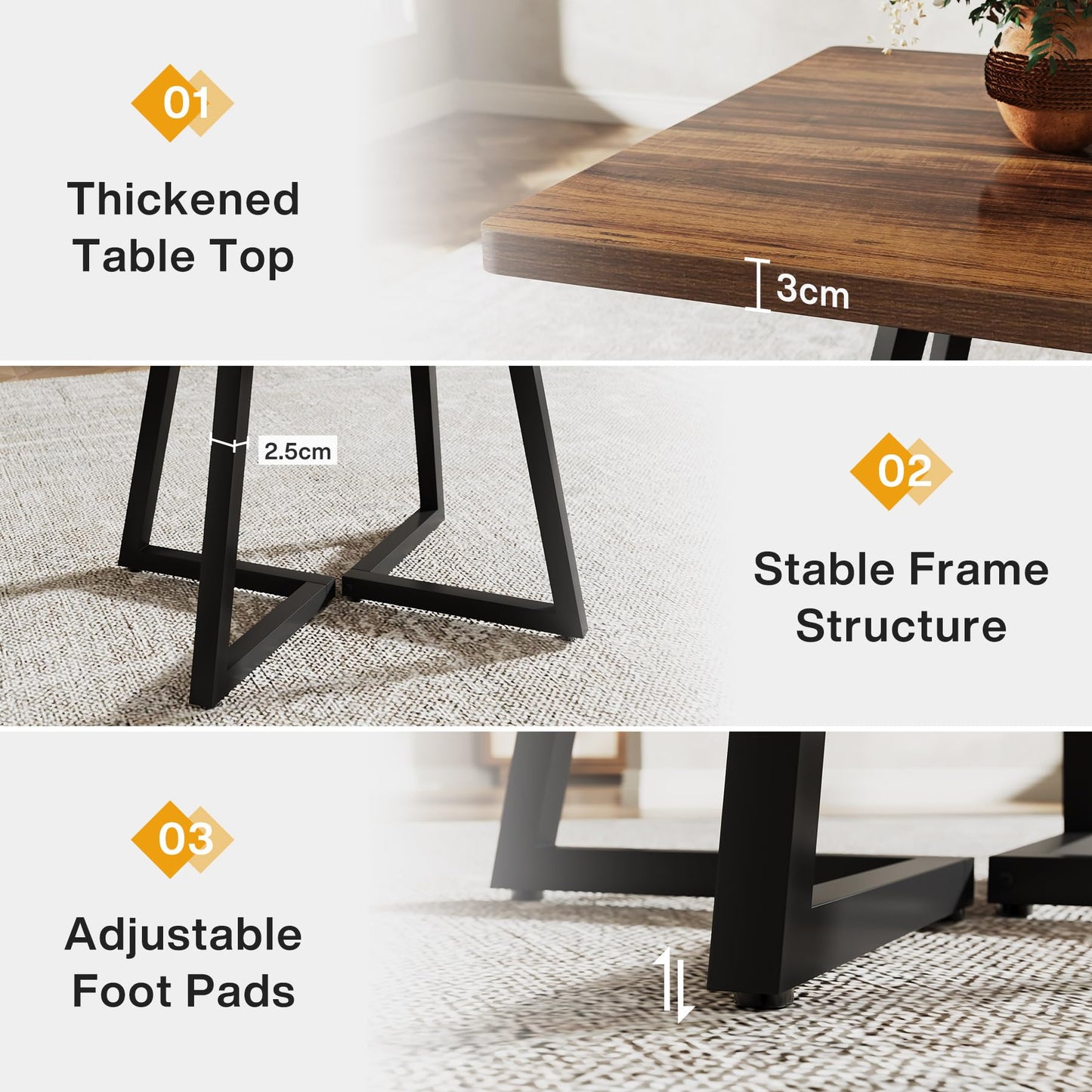 Tribesigns 31.5" Square Dining Table for 2 – Industrial Wood & Metal