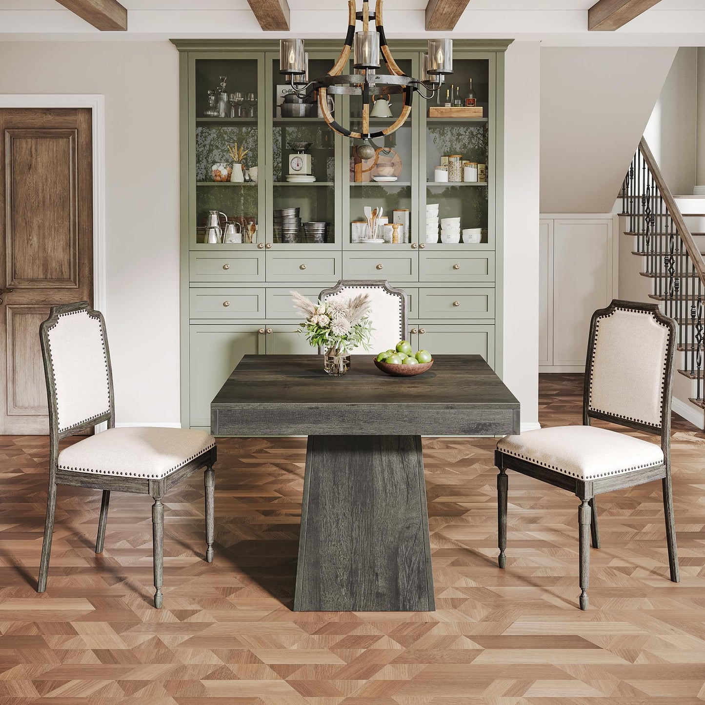 Tribesigns 31.5" Square Dining Table for 4 – Gray Farmhouse Kitchen Table