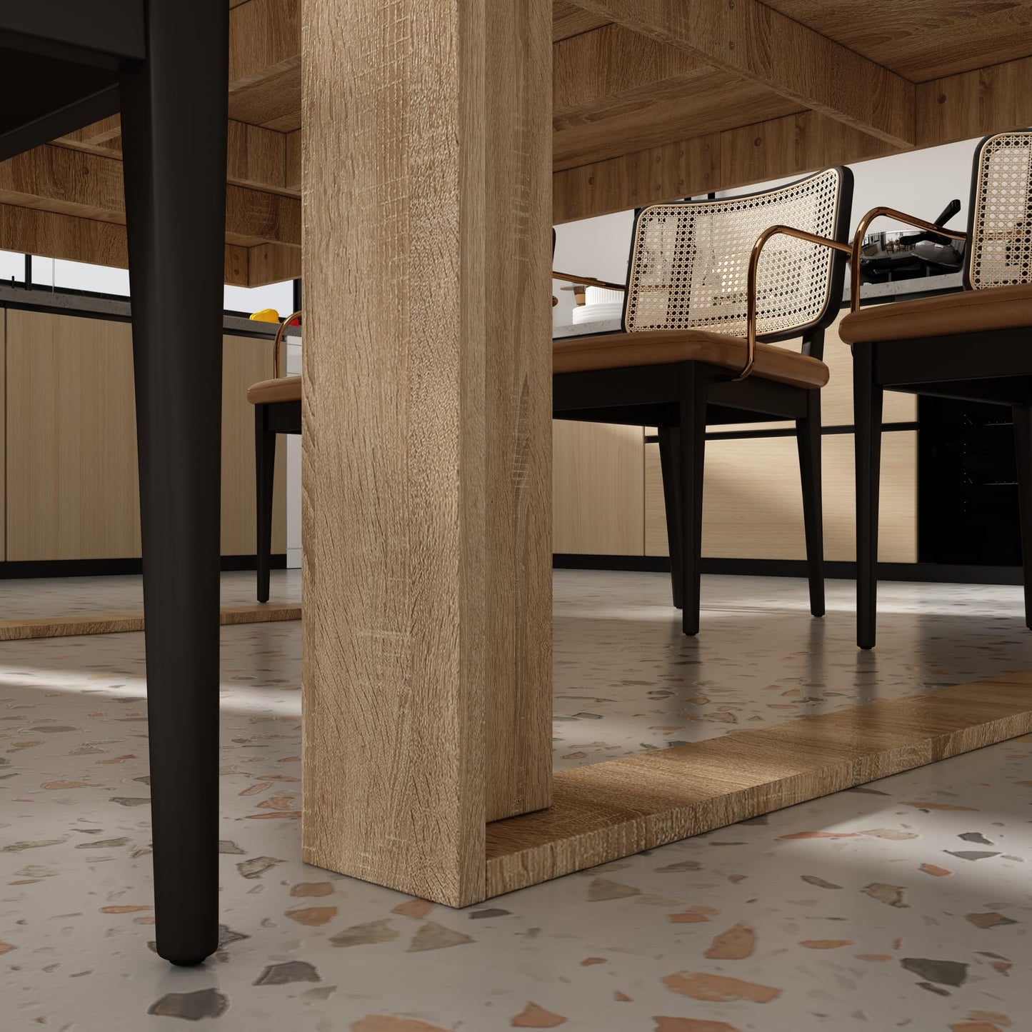 WOODTIME 86.6" Dining Table for 8-10 – Modern Light Brown Kitchen & Conference Table