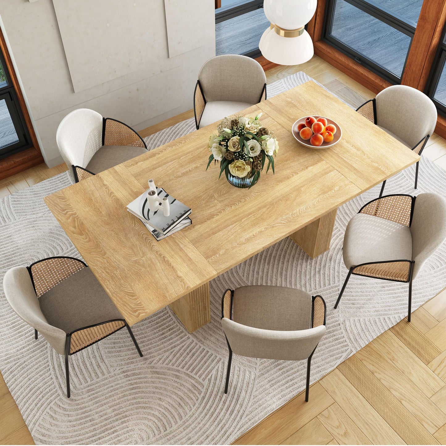 Weselon 78" Rectangular Dining Table – Modern Farmhouse Table for 6-10, Natural Wood Finish