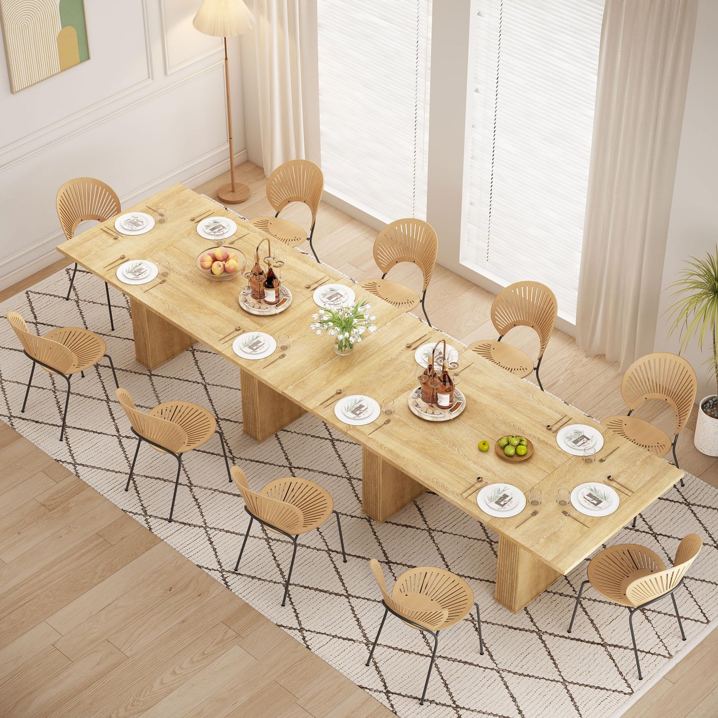 Weselon 78" Rectangular Dining Table – Modern Farmhouse Table for 6-10, Natural Wood Finish
