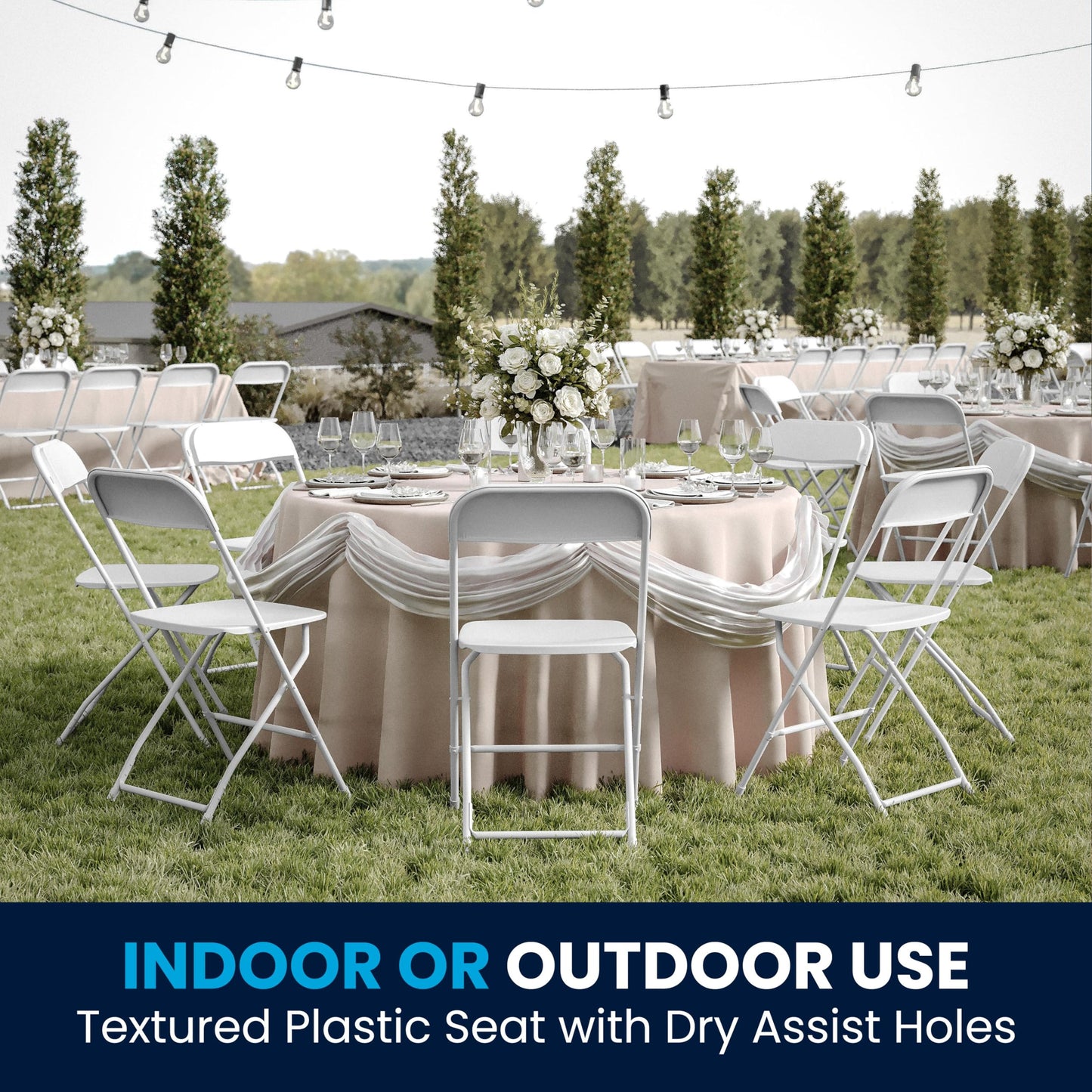 Set of 10 Heavy-Duty Foldable Plastic Chairs – Indoor/Outdoor, White
