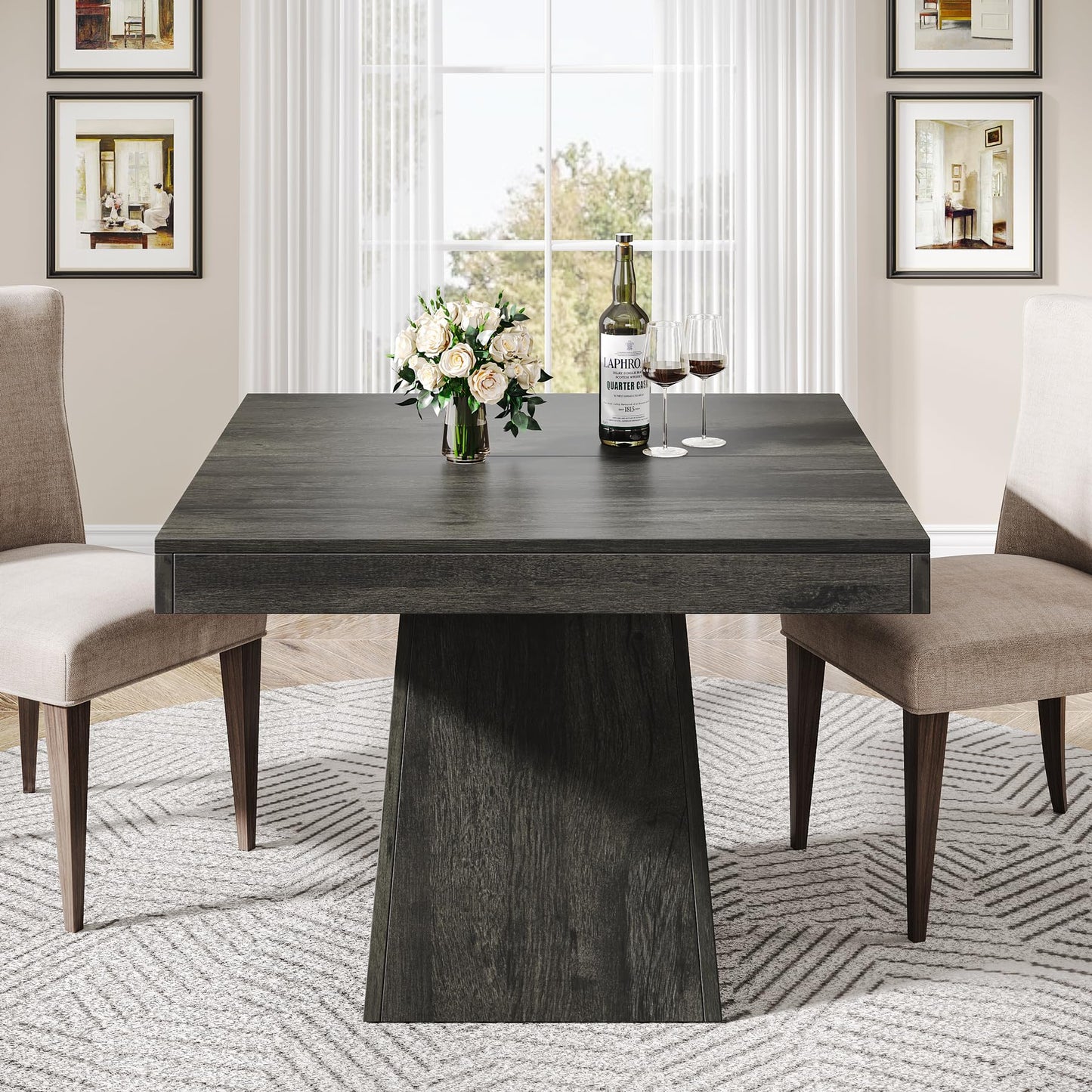 Tribesigns 31.5" Square Dining Table for 4 – Gray Farmhouse Kitchen Table