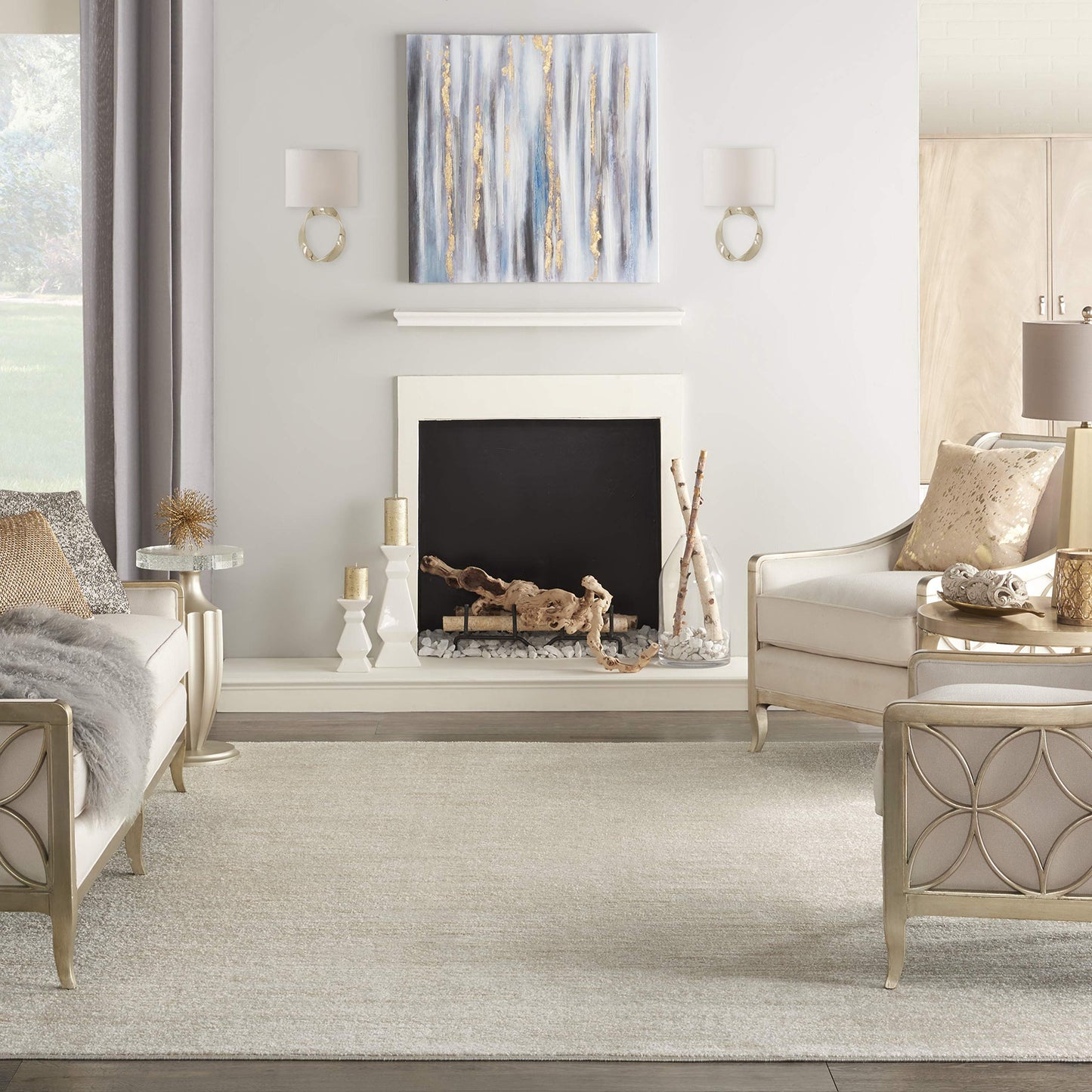 Nourison Essentials 8' x 10' Area Rug – Indoor/Outdoor, Ivory Beige, Non-Shedding