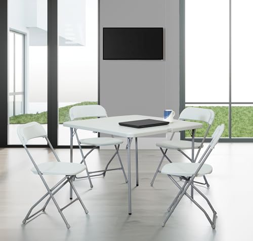 Compact 5-Piece Foldable Table and Chairs Set – Light Grey