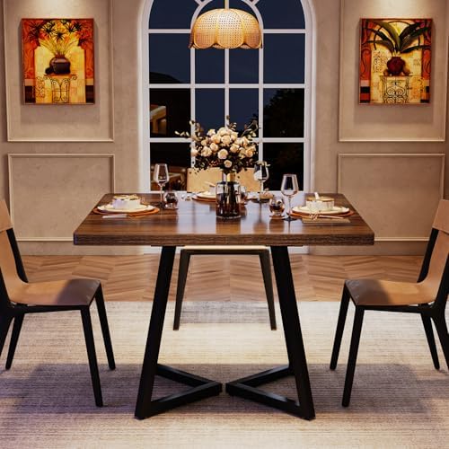 Tribesigns 31.5" Square Dining Table for 2 – Industrial Wood & Metal