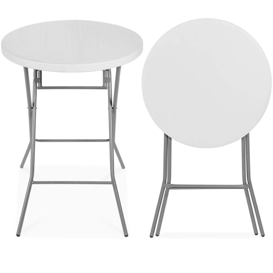 32" Bar Height Folding Table – Heavy-Duty Indoor & Outdoor Round Table, White
