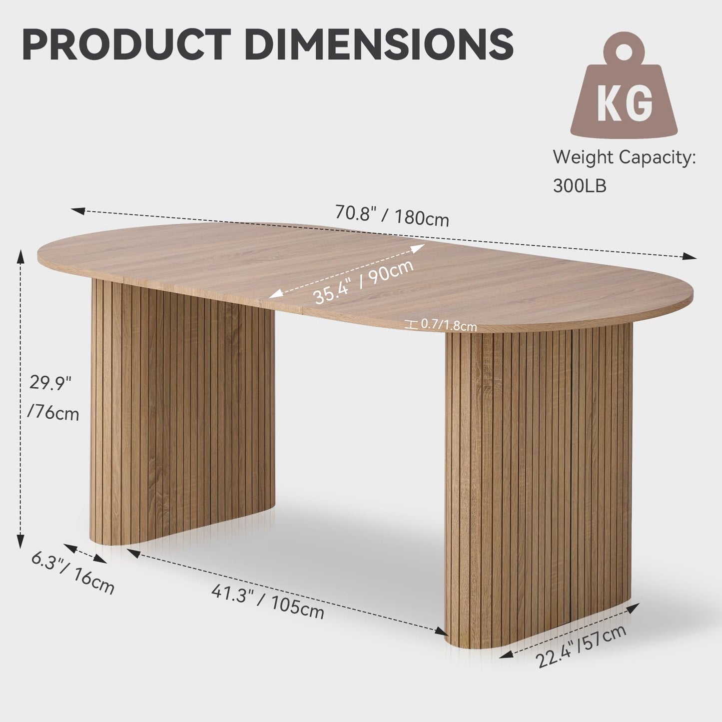 Lecafur HL 70.8" Oval Dining Table – Modern Farmhouse Kitchen Table for 4-6, Natural Wood Finish