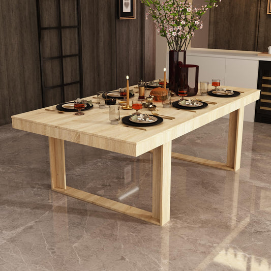 WOODTIME 86.6" Dining Table for 8-10 – Modern Light Brown Kitchen & Conference Table