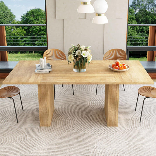 Weselon 78" Rectangular Dining Table – Modern Farmhouse Table for 6-10, Natural Wood Finish