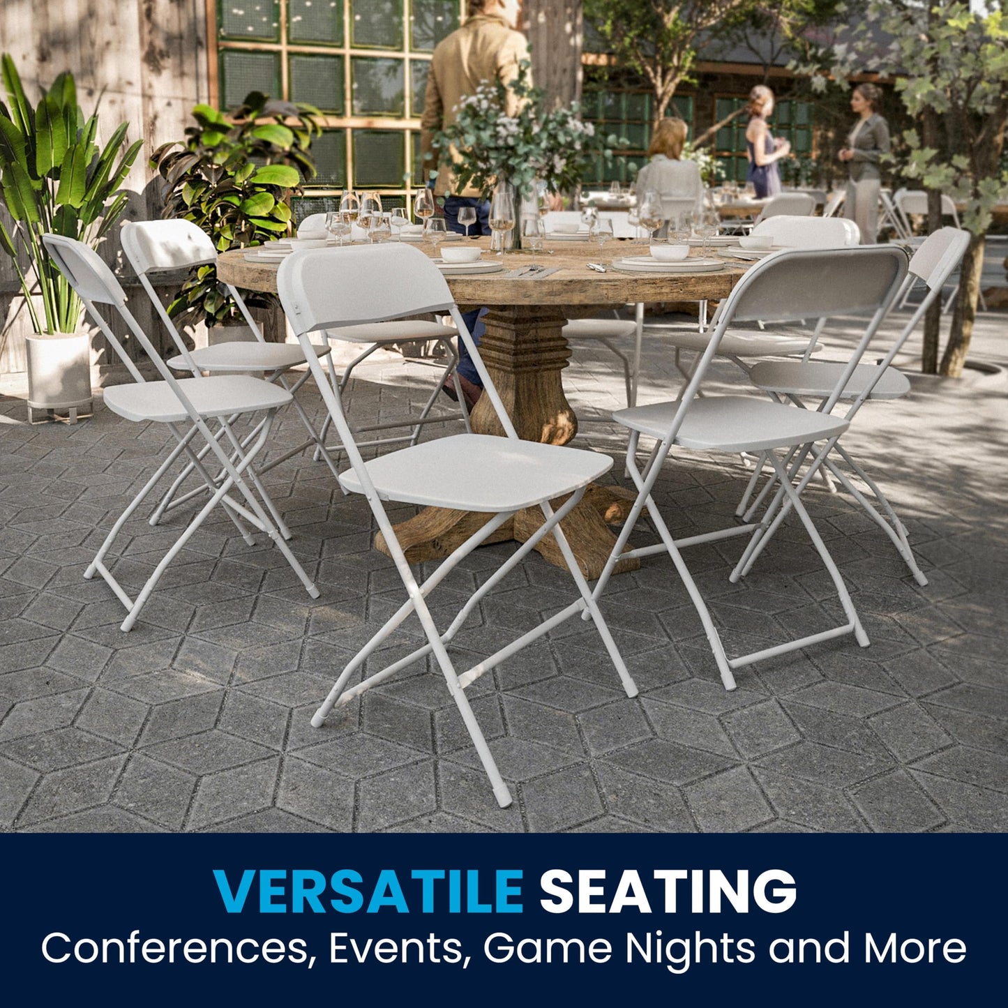 Set of 10 Heavy-Duty Foldable Plastic Chairs – Indoor/Outdoor, White
